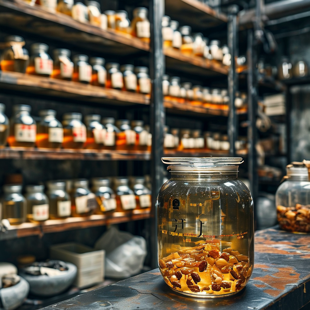 ai_暗黑工业车间内查获工业明胶伪造中药饮片特写，在账本记录显示客户反馈与剂量调整文字