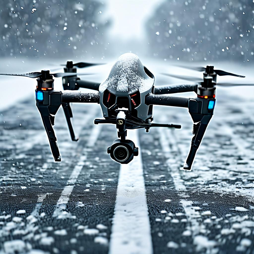 ai_无人机穿透风雪精准落在跑道中央/在三米高空保持绝对安全距离/机械臂投递保温杯划出抛物线避开飘落雪花