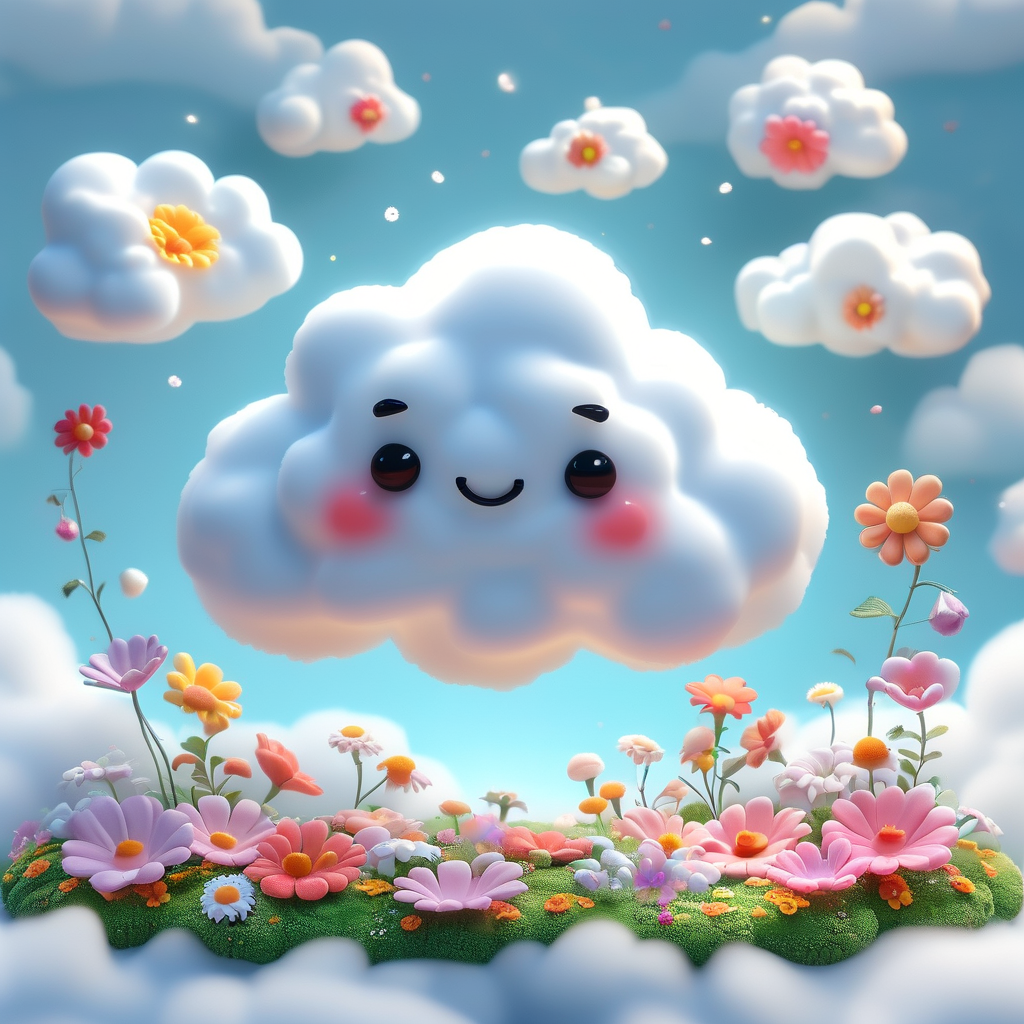 ai_點單屏幕呈現云朵形狀可愛花朵
