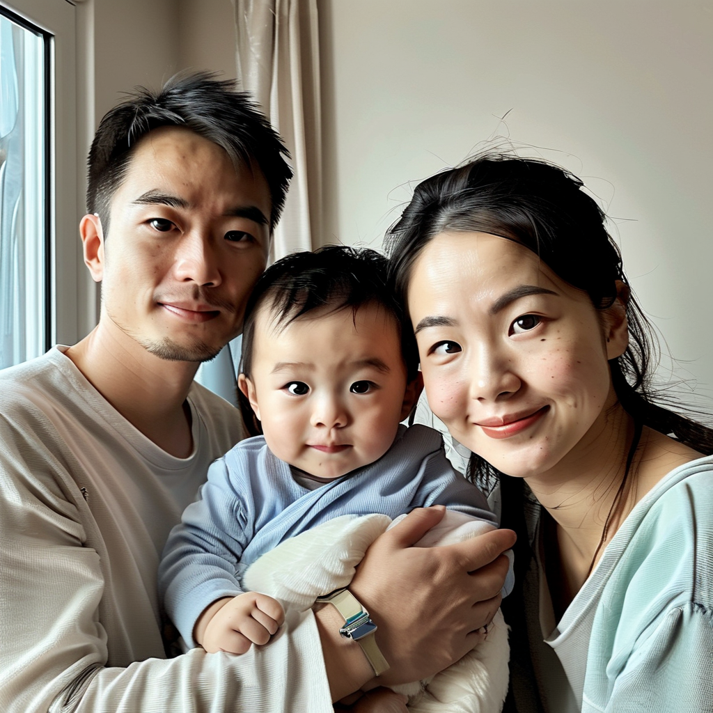 ai_點(diǎn)擊手機(jī)上傳體檢報(bào)告/前置攝像頭對(duì)準(zhǔn)全家福時(shí)調(diào)整嬰兒面部角度/眼角余光瞥界面閃爍的家庭特征識(shí)別中
